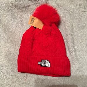 The North Face Kids Bright Red Cable Knit Beanie